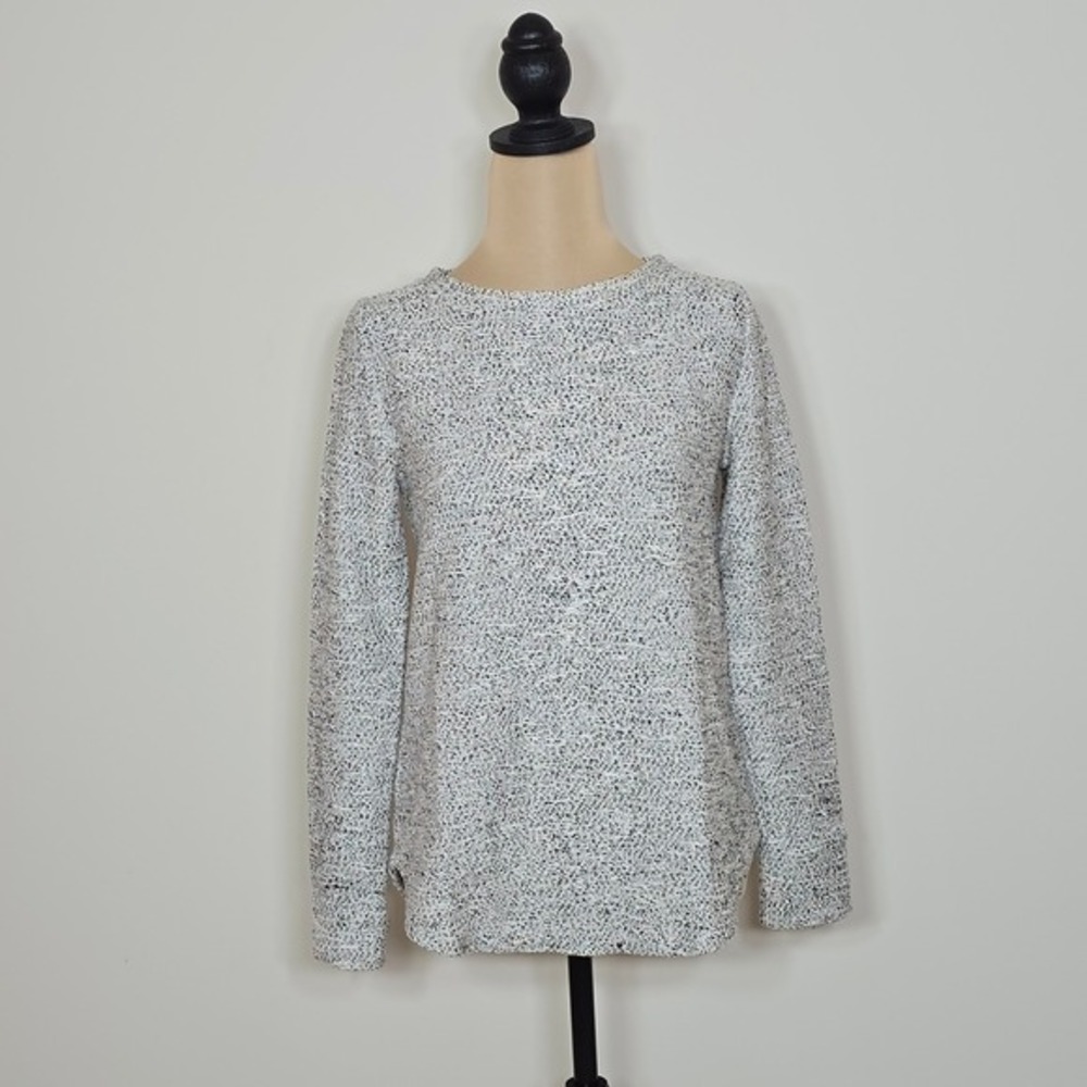 LOFT Speckled Knit‎ Long Sleeve Pullover Sweater Top Women's XS Black White